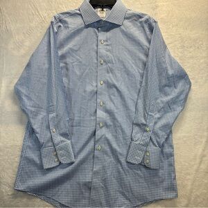 Brooks Brothers Blue/White Checkered Classic Dress Shirt with Point Collar